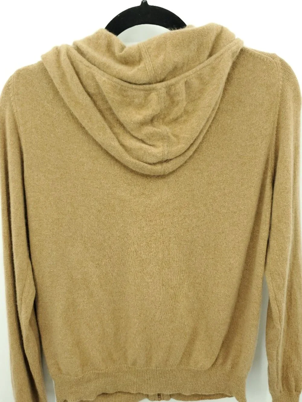 VTG Valerie Stevens Camel Brown 100% Cashmere Zip Hoodie Sweater Size L